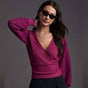 Anthropologie Long-Sleeve Lace Top M Excellent Condition